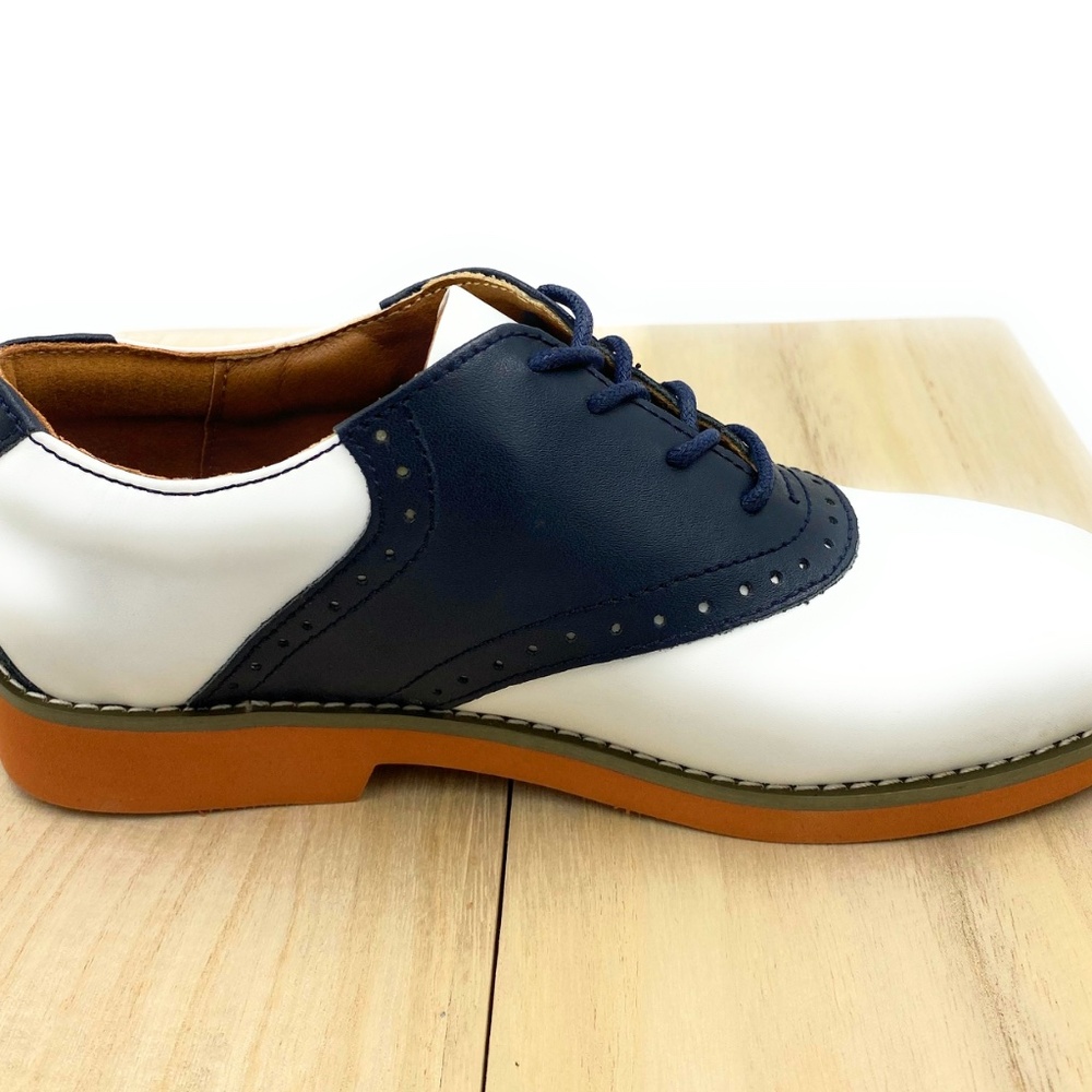 School Issue Women's Black White Oxford Saddle Shoe - Picture 4 of 7